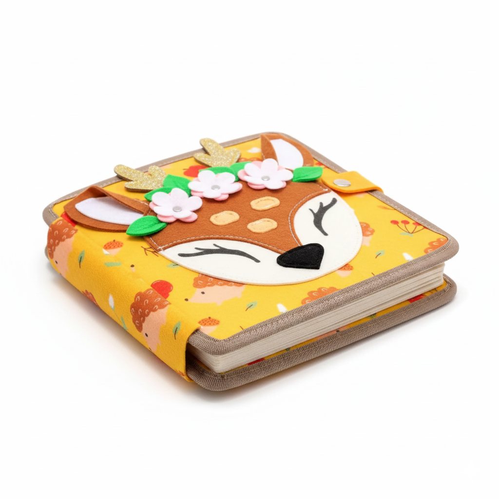 Notebook with a deer design on a yellow background