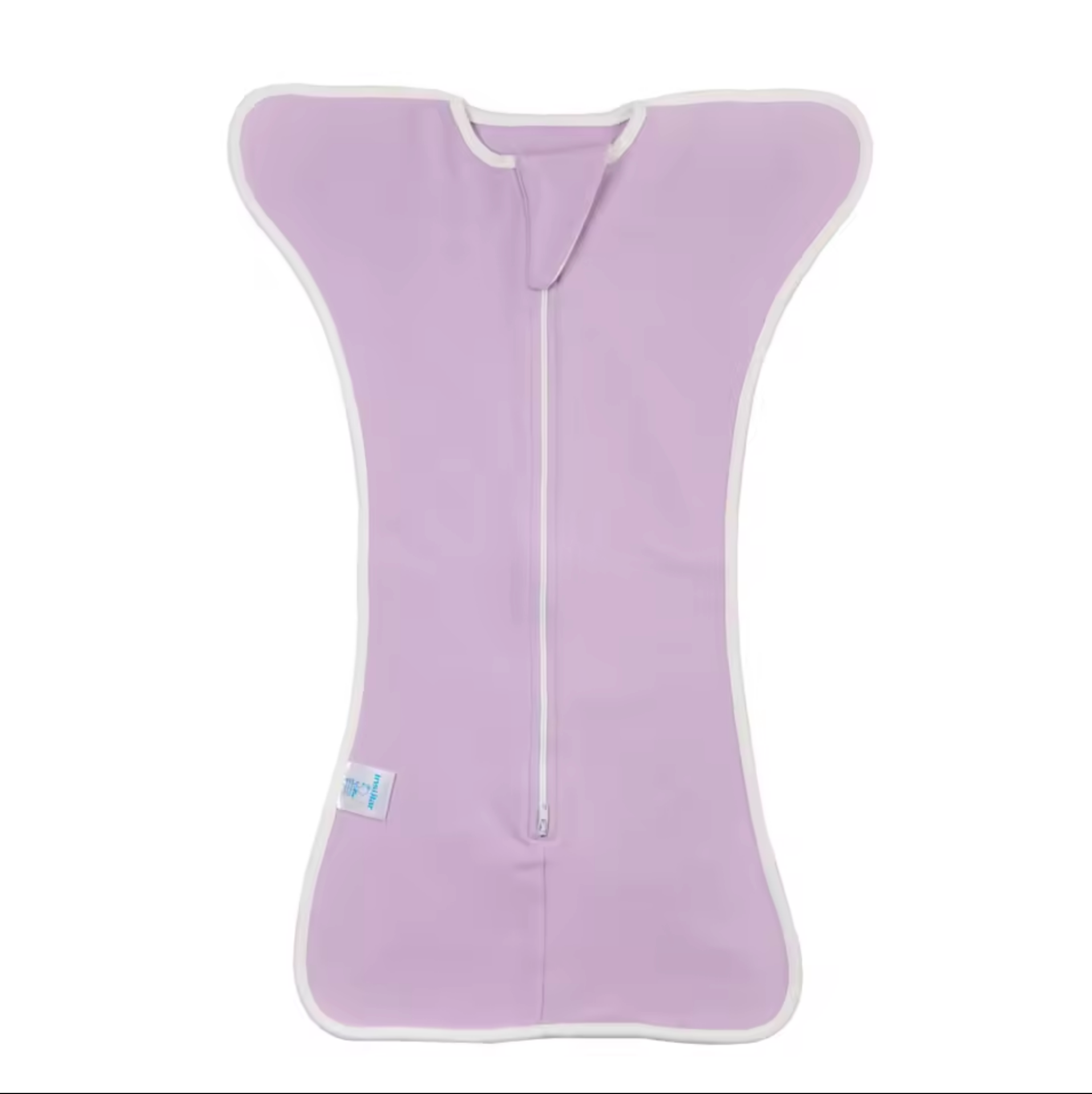 Purple baby wrap with a zipper on a white background