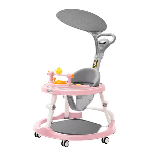 Pink 4-in-1 Baby Walker with Canopy